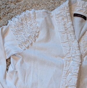 Heather B Cotton Blend Knit Cardigan Petite Large White